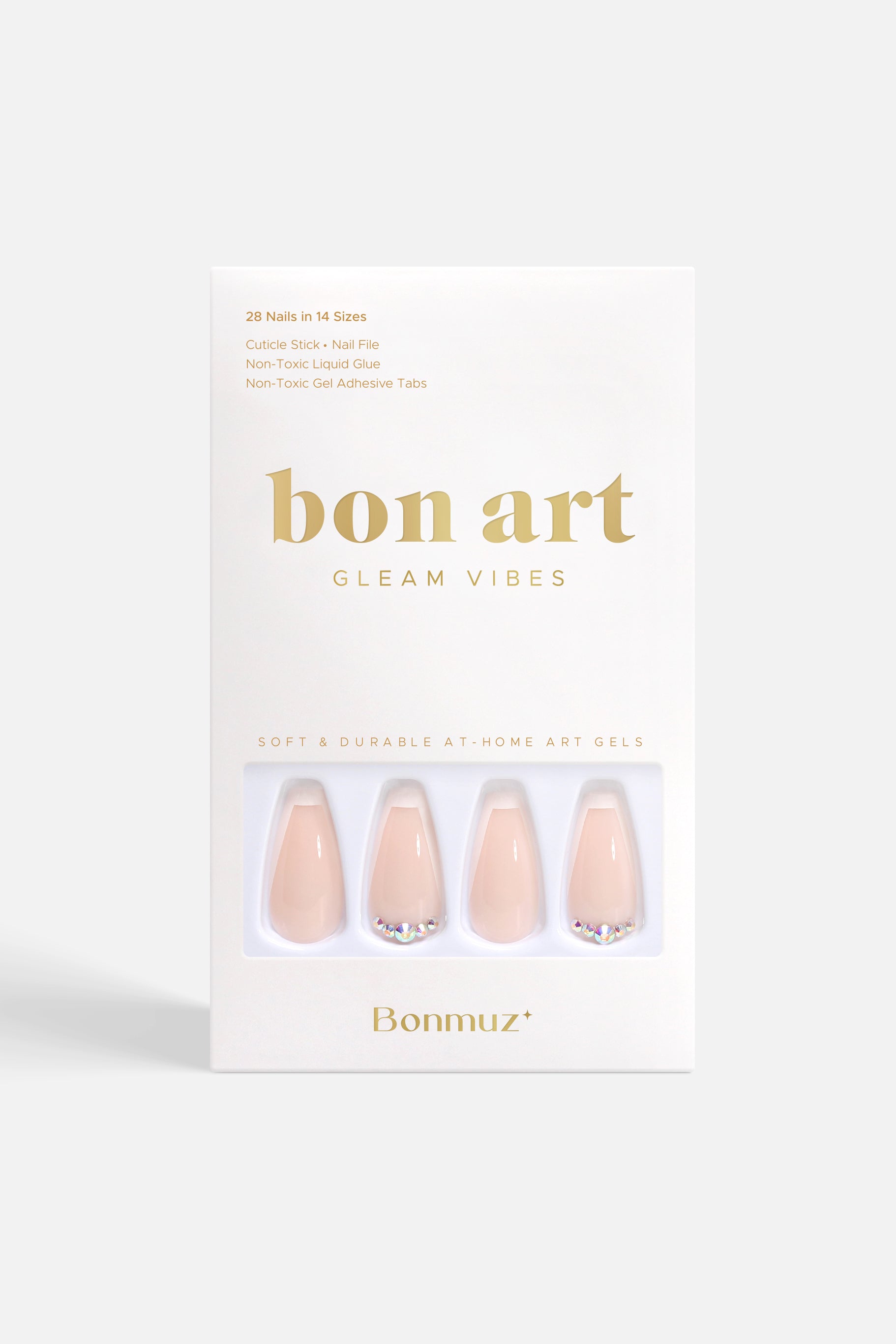 Beige Twinkle | Soft & Durable Press-On Nails - Bonmuz