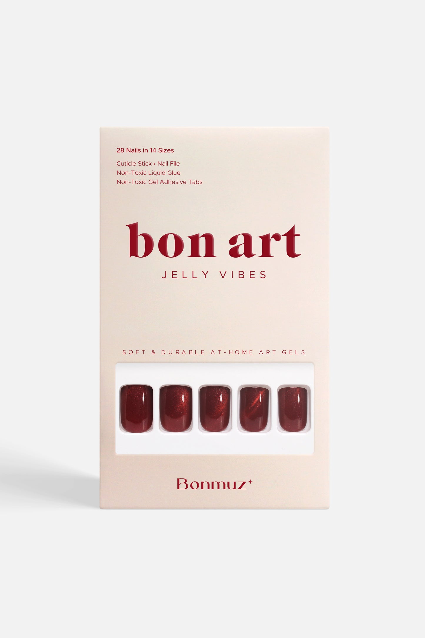 Starlite Red | Soft & Durable Press-On Nails - Bonmuz