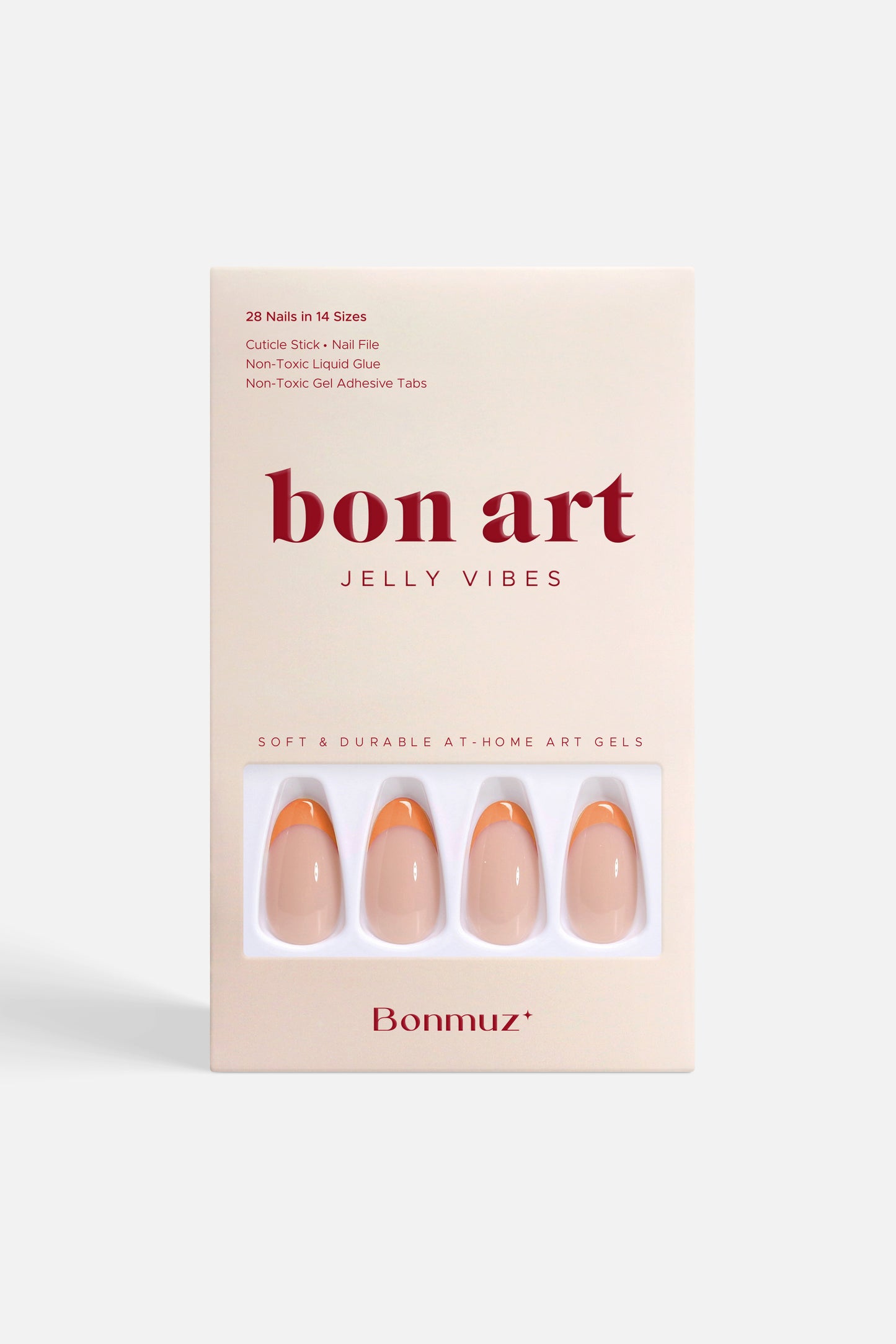 Orange French | Soft & Durable Press-On Nails - Bonmuz
