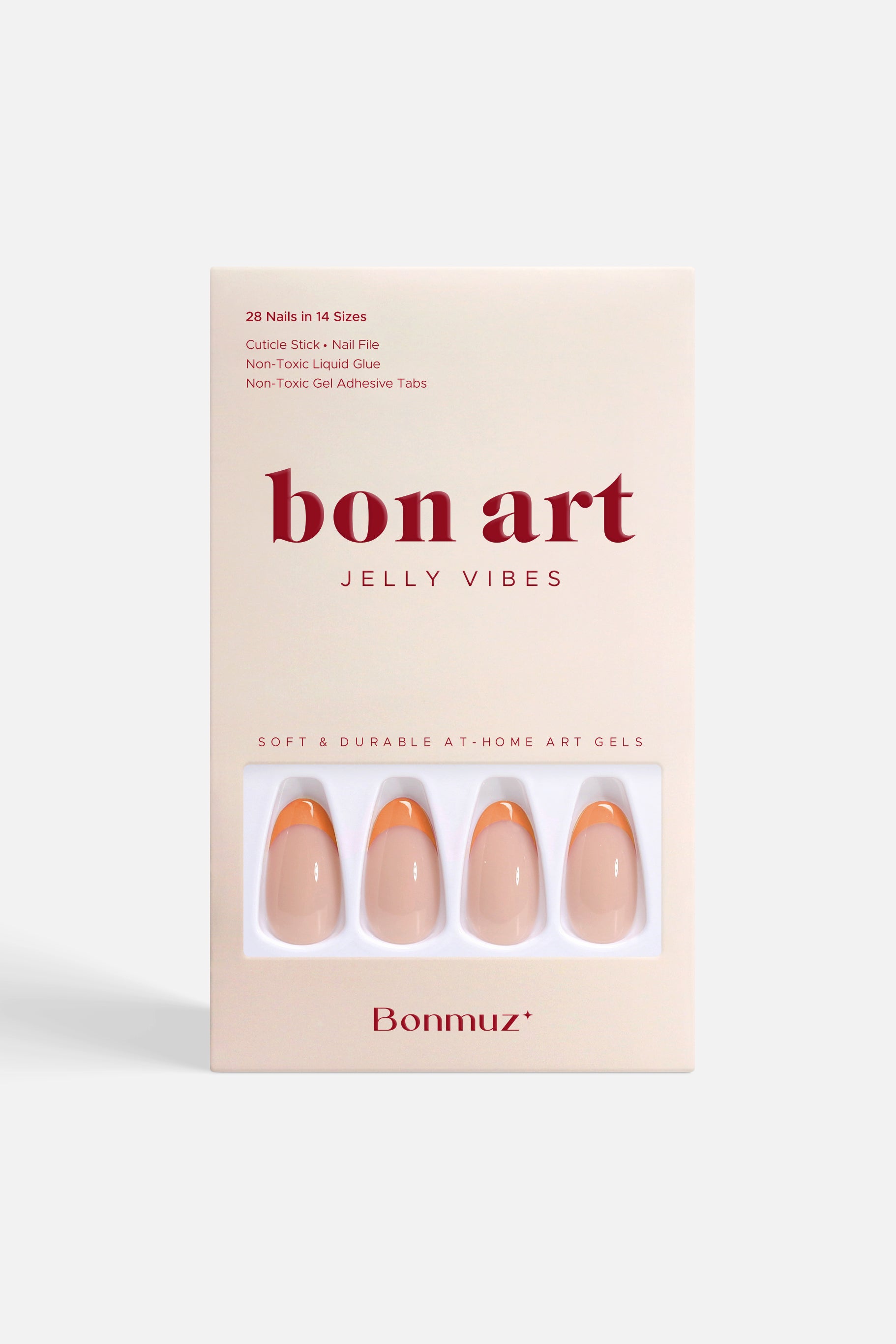 Orange French | Soft & Durable Press-On Nails - Bonmuz